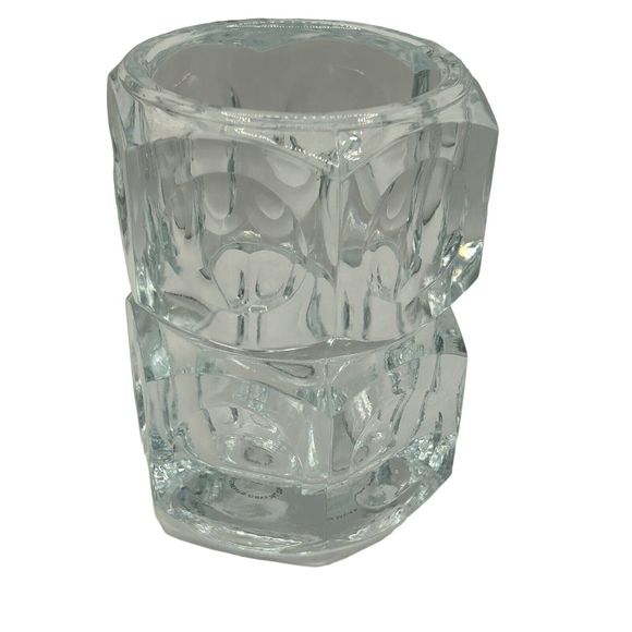 Vintage MCM Bohemian Block Czech Elements Crystal 4. 5 " Votive/ Candle Holder - Picture 1 of 9